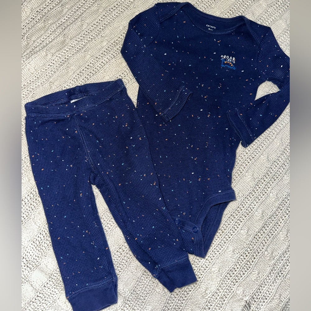 Carter's Navy Speckled Long-Sleeve Bodysuit & Pants Set